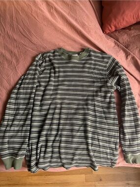 Levis Striped Olive and Cream Long Sleeve Knit Top